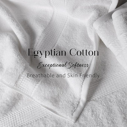Superior Egyptian Cotton Pile 6 Piece Towel Set, Includes 2 Bath, 2 Hand, 2 Face Towels/Washcloths, Ultra Soft Luxury Towels, Thick Plush Essentials, Guest Bath, Spa, Hotel Bathroom, White