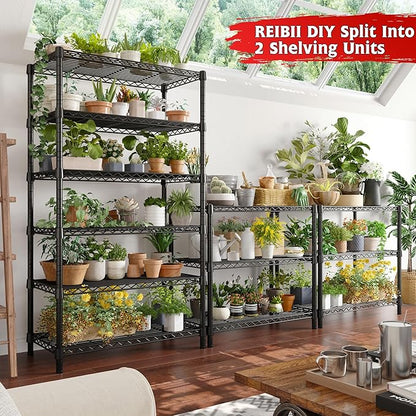 REIBII 6 Tier Wire Shelving,1800LBS Storage Shelves Metal Shelves for Storage Rack,75''H Adjustable Garage Shelving Heavy Duty Shelving Units Pantry Shelf Kitchen,75''HX35.5''WX18''D