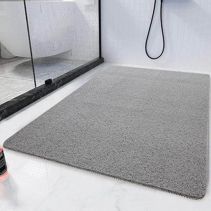 HOMBYS 58 x 32 Extra Large Shower Mat for Shower Stall Tub, Non Slip Bath Mat Bathroom Accessories, PVC Loofah Mats for Shower and Bathroom, Quick Drying, (Grey, 58"x32")