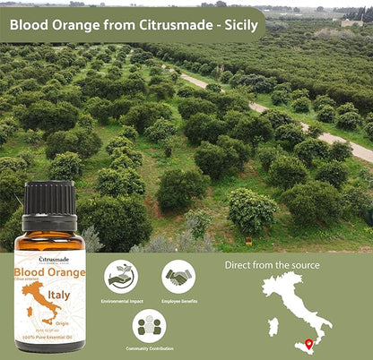 Blood Orange Essential Oil - Direct from Citrusmade in Sicily - Pure Essential Oil for Diffusers and Aromatherapy - Natural Citrus Scent | 100% Pure Therapeutic Grade (15ml)