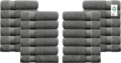 Delara 100% Organic Cotton Towels 650 GSM Plush Feather Touch Quick Dry Wash Cloth, Pack of 24 GOTS Certified, Oeko-Tex Green Certified, Organic Cotton Wash Cloth, 13"X13"