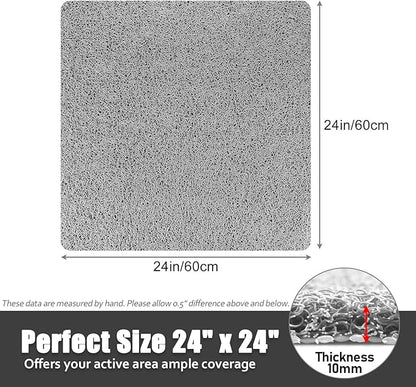 Shower Mat Non Slip - 24x24 Inch Soft Comfort Bath Mat with Drainage Holes, PVC Loofah Massage Bathmat for Shower, Tub, Bathroom, Wet Areas, Quick Drying