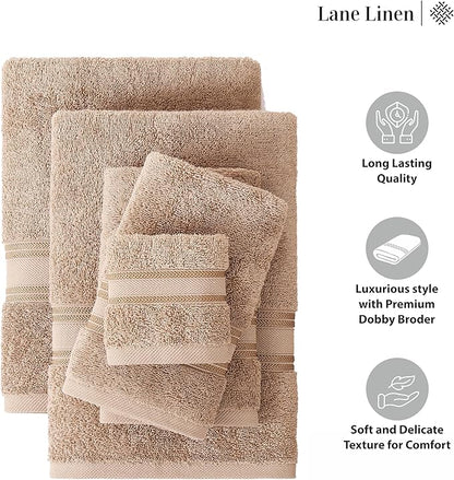 LANE LINEN Towel Sets for Bathroom - 12-Pack 100% Cotton Towels, Zero Twist, 4 Bath, 4 Hand & 4 Washcloths, Soft & Highly Absorbent, Premium Hotel & Spa-Quality Design, Easy to wash - Tapue