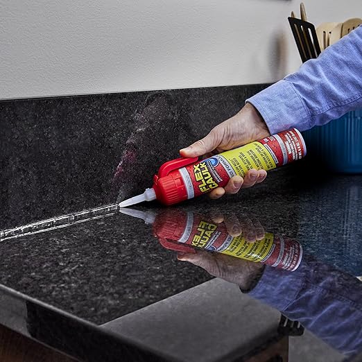 Flex Caulk, Waterproof & Weatherproof Hybrid Polymer Sealant, Strong, Paintable, Indoor, Outdoor, Bath, Shower, Sink, Window, Baseboards, Door, RV, Roof, Wood, Auto & Marine, White, 9 oz, 1-Pack