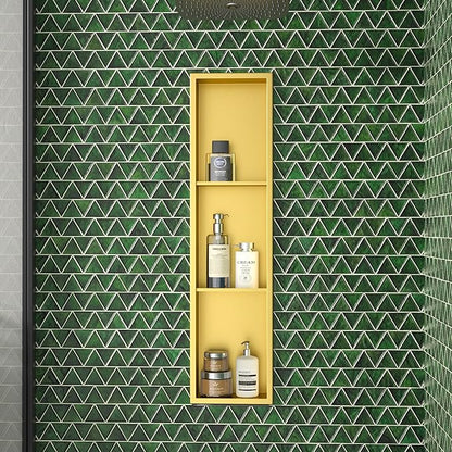 Stainless Steel Shower Niche 8"×36" with 3-Tier Shelve Gold No Tiled Needed Niche Shower for Wall Recessed Shower Shelf for Bathroom Storage