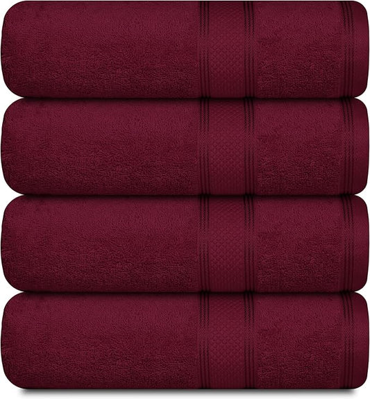 Casa Lino Face Towels & Body Wash Cloths for Showering - 100% Cotton Wash Cloths for Bathroom - Highly Absorbent & Quick Drying Washcloth Set - Cotton Washcloths 24 Pack (12" x 12") - (Burgundy)