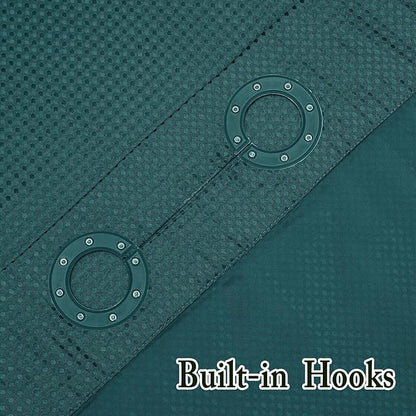 Gibelle No Hook Waffle Weave Shower Curtain with Snap-in Fabric Liner Set for Bathroom, Hotel Style with Mesh Top Window, Waterproof & Washable, Seaweed Green, 72x74