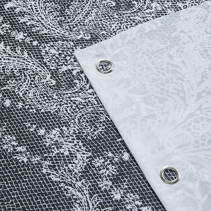 Chantilly Lace Shower Curtain - Heavyweight Polyester, Black to White Ombre Design, 72" W x 72" H