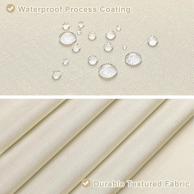 MitoVilla 3 in 1 Shower Curtain Set, Neutral Boho Farmhouse Linen Textured Bath Curtain and Clear PEVA Liner Set with 12 Double Sided Steel Hooks, Waterproof Fabric Hotel Bathroom Curtain - 72x72