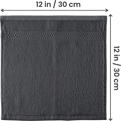 Utopia Towels 12 Pack Premium Wash Cloths Set, 12 by 12 Inches, 100% Cotton Ring Spun, Highly Absorbent and Soft Feel Essential Washcloths for Bathroom, Spa, Gym, and Face, Grey