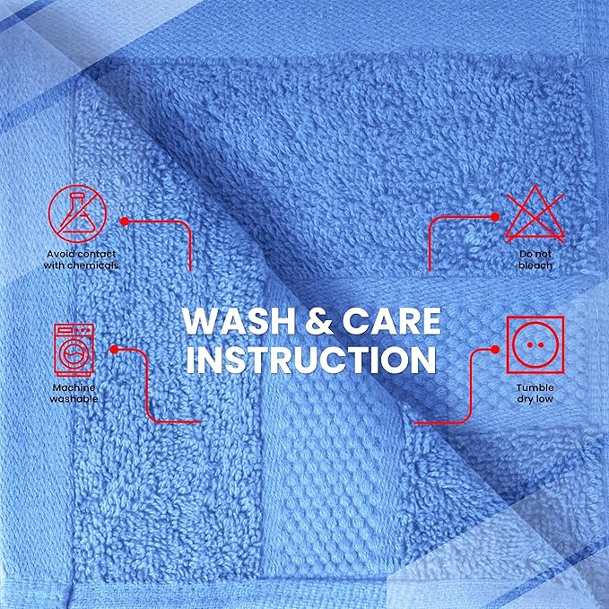 Infinitee Xclusives Blue Hand Towels for Bathroom - Set of 6 (16x28 inches) 600 GSM, 100% Cotton Ultra Soft, Quick Drying, Hotel Quality Hand Towel Set (Eloquent Blue)