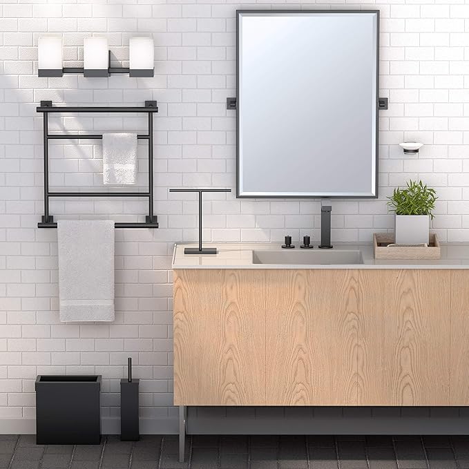 Gatco 1488MX Elegant Square Toilet Brush Holder, Matte Black