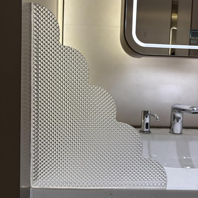 2PCS Shower Splash Guard for Bathtub Corner, 9.1 x 11.5 inches, Adhesive Water Guard for Bathroom Tubs and Sinks/Bathroom Gift/Accessories