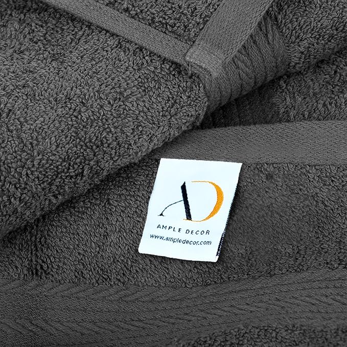 Ample Decor Wash Cloths for Bathroom, 600 GSM 100% Cotton Soft Absorbent WashCloth – 20Pcs Gray