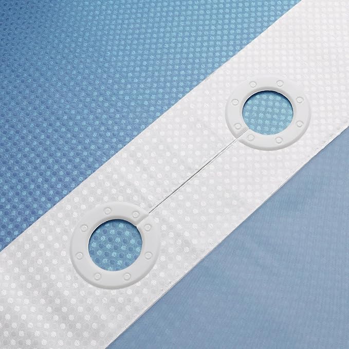 Gibelle No Hook Waffle Weave Shower Curtain with Snap-in Fabric Liner Set for Bathroom, Hotel Style with Mesh Top Window, Waterproof & Washable, Ombre Blue, 72x74