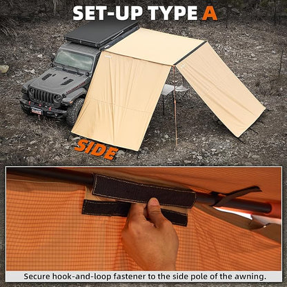 ALL-TOP Awning Wall Universal Multi-Side, 8.2ft x 8.5ft, Waterproof Ripstop UV-Resistant Awning Extension for Extra Privacy & Shade