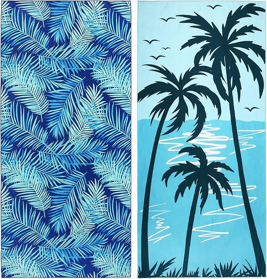 2 Pack Oversized Microfiber Pool Towel, 75'x 35', Sand-Free, Quick Drying, Super Absorbent