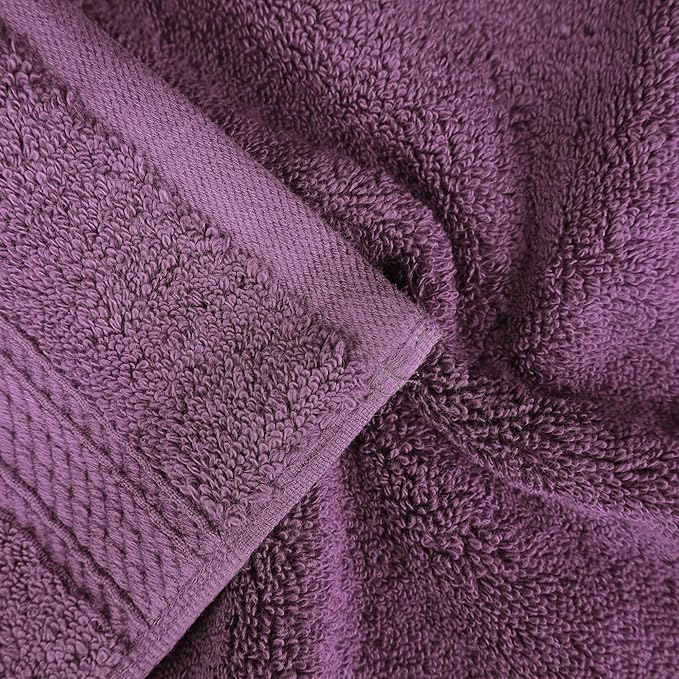 Superior Egyptian Cotton Pile 8 Piece Towel Set, Includes 2 Bath, 2 Hand, 4 Face Towels/Washcloths, Ultra Soft Luxury Towels, Thick Plush Essentials, Guest Bath, Spa, Hotel Bathroom, Plum