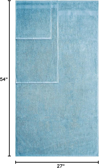 American Veteran Towel, 6 Piece Towel Set for Bathroom, 100% Cotton Turkish Bathroom Towels, 2 Bath Towels 2 Hand Towels 2 Washcloths, Sky Blue