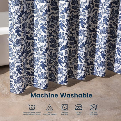 SLEEP ZONE Navy Leaf Shower Curtain Waterproof Curtains for Bathroom Decor Bathtub Farmhouse Shower Curtain 72" × 72"