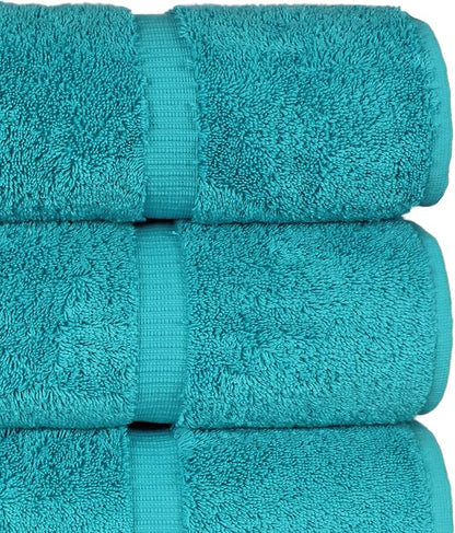 Chakir Turkish Linens 100% Cotton Premium Turkish Towels for Bathroom | 27'' x 54'' (4-Piece Bath Towels -Aqua)
