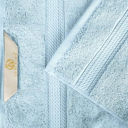 Superior Egyptian Cotton Pile Bath Sheet Set of 2, Ultra Soft Luxury Towels, Thick Plush Essentials, Absorbent Heavyweight, Guest Bath, Hotel, Spa, Home Bathroom, Shower Basics, Light Blue