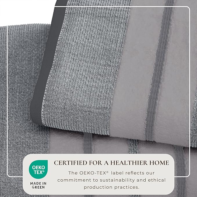 Decorative Hand Towel Set - Luxury Cotton 4 Pack 26x16 Hand Towel Set - Luxurious, Ultra-Soft, Durable Towels for Bathroom Decor (Grey)