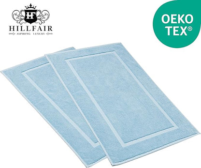 HILLFAIR-900 GSM-100% Ringspun Cotton Floor Towels mat- Hotel-Spa Tub-Shower Bathroom Floor mat Towels- 21 x 34 Inch- Terry Cotton Bath Mat, Machine Washable, Absorbent-2 Peice Towel Set- Ocean Blue