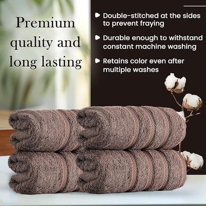 HALLEY Turkish 4 Pack Premium Hand Towels (4 Pieces) 650 GSM Highly Absorbent Super Soft 100% Cotton - 4 Hand Towels (Brown)