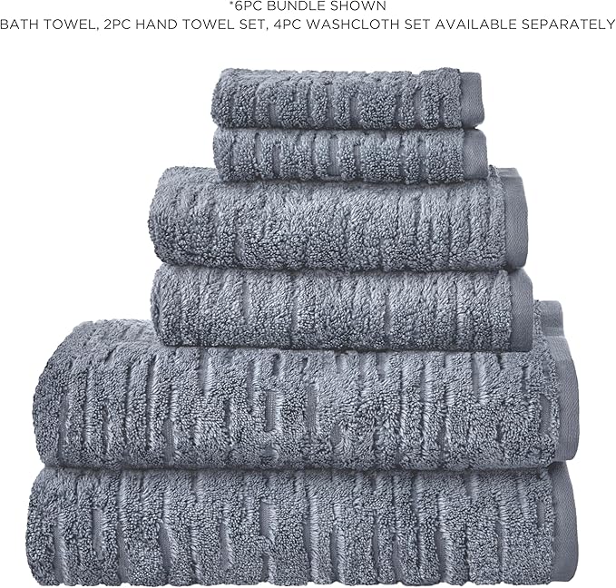 SKL Home CloudSoft Cotton Luxury 6-Piece Towel Set, Smoke Blue