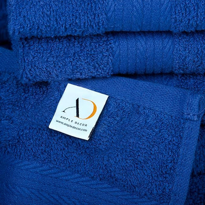 Ample Decor Bath Towel Set of 4 30 X 54 Inch 600GSM 100% Cotton Quick Dry Bathroom Towel - Navy Blue
