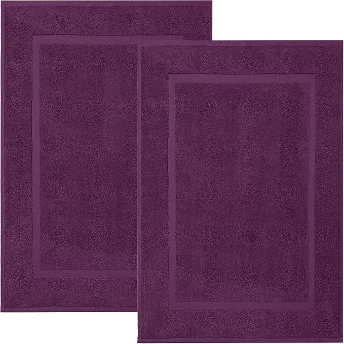 DAN RIVER Classic Cotton Bath Mats Set of 2 – Not a Bathroom Rug, Ultra Soft, Highly Absorbent & Machine Washable Bath Mat Towel for Bathroom Floor Mat – Durable, Quick-Dry, 21x34 Inches, Purple