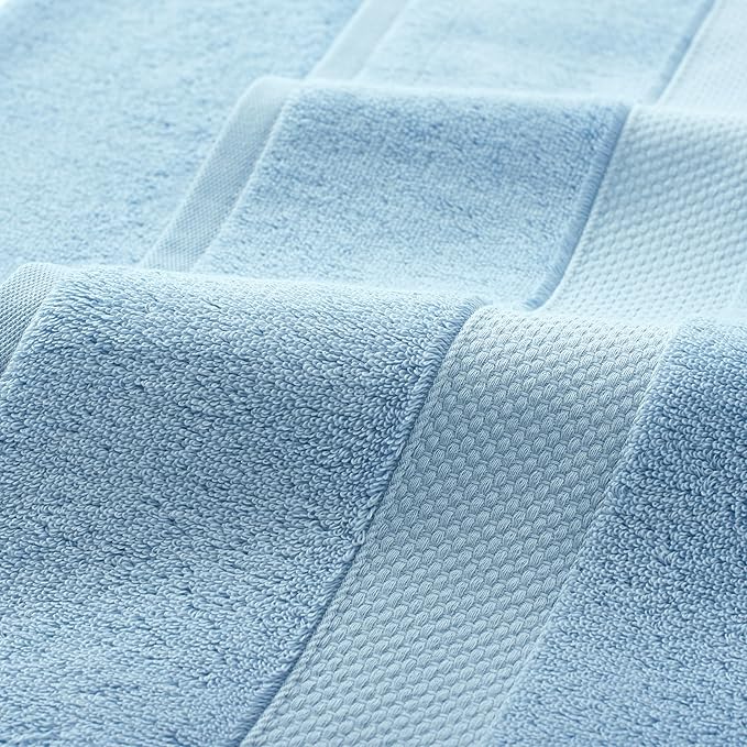 Aston & Arden Egyptian Wash Cloths - Pack of 6 - Oversized Ultra Soft Thick & Absorbent, 100% Ringspun Egyptian Cotton Bathroom Towel for Spa, Hotel, 600 GSM, 13 x 13 in, Blue