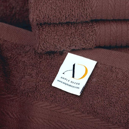 Ample Decor 100% Cotton Bath Towel for Bathroom 30 X 54 Inch 600 GSM Soft Absorbent - 4pcs Brown