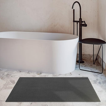 Cotton Paradise 100% Cotton Non Slip Bath Mats for Bathroom, 20x34 inch Soft Absorbent Quick Dry Machine Washable Floor Bath Mat, Dark Gray