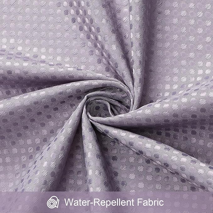 3 in 1 Shower Curtain Set, Purple Waffle Shower Curtain and PEVA Liner Set with 12 Stainless Steel Shower Curtain Hooks, Lavender Waterproof Fabric Shower Curtains for Bathroom, 72 W x 72 H
