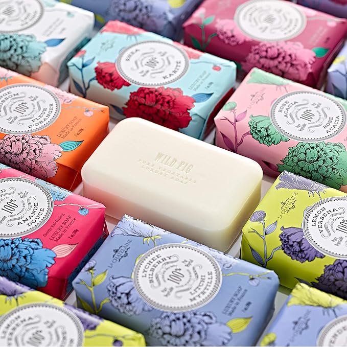 La Chatelaine Luxury Bar Soap Trio Gift Set Tin | Made in France | Natural and Organic | Shea Butter Formula | 3 x 7 oz / 200g - Orange Soap Trio (Gardenia, Orange Blossom, Rose Acacia)