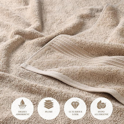 Superior Egyptian Cotton 6-Piece Towel Set, Bathroom Essentials, Towels For Bathroom, Apartment, Airbnb, Guest Bath, Face, Hand, Bath Towels, Washcloths, Absorbent, Fast Drying, Taupe
