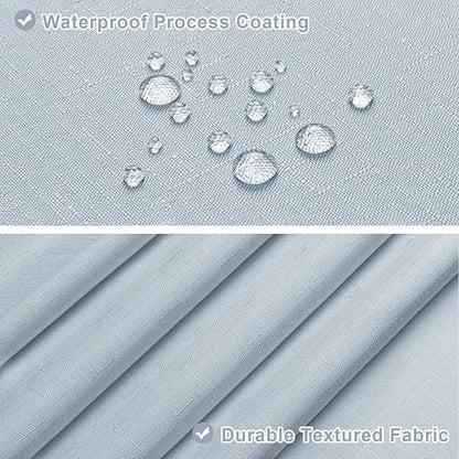 MitoVilla 3 in 1 Shower Curtain Set, FogBlue Boho Farmhouse Linen Textured Bath Curtain and Clear PEVA Liner Set with 12 Double Sided Steel Hooks, Waterproof Fabric Hotel Bathroom Curtain - 72x72