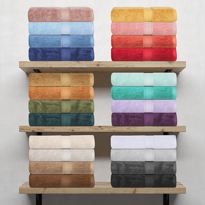 BLUENILEMILLS Madison Egyptian Cotton Towels, Towel Set for Bathroom, Shower, Hotel, Plush, 800 GSM, Highly Absorbent and Ultra-Soft Towels, Bath Essentials, 10 Piece Assorted Towel Set, Muted Mauve