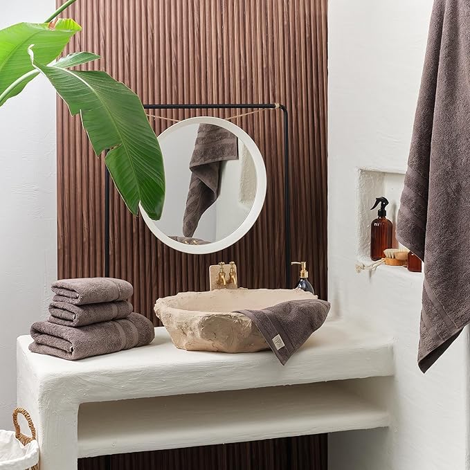SOFE H&L | Olea Luxury Cotton Turkish Bath Towels Set of 4 Dark Gray | Premium, Soft, Durable, Absorbent | Hotel Quality Plush Towels and Thick Towel Sets