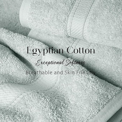 Superior Egyptian Cotton Pile Bath Towel Set of 2, Ultra Soft Luxury Towels, Thick Plush Essentials, Absorbent Heavyweight, Guest Bath, Hotel, Spa, Home Bathroom, Shower Basics, Sea Foam