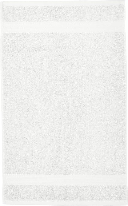 Amazon Basics 6 Piece hand towels for bathroom, Fade Resistant 100% Cotton Hand Towels, soft absorbent bathroom hand towels 6 - Pack (26''x16''), White