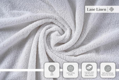 LANE LINEN Set of 6 Hand Towels (16"x28") - 100% Ringspun Cotton - Premium Quality Hand Towels for Bathroom - Quick Drying, Soft & Absorbent Hand Towel Set - Ideal for Hotel, Spa & Salons - White