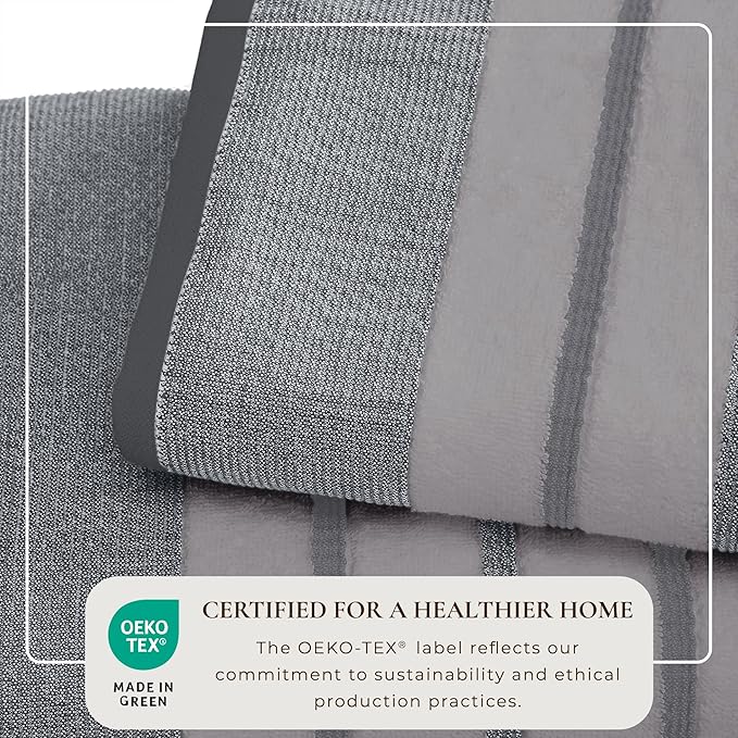 Great Bay Home Decorative Bath Towel Set - Luxury Cotton 6 Piece Towel Set - 2 Bath Towels, 2 Hand Towels, 2 Washcloths - Luxurious, Ultra-Soft, Durable Towel for Bathroom Decor (Grey)