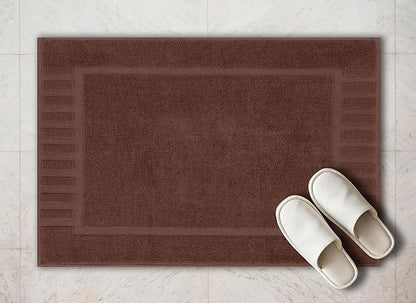 White Classic Luxury Bath Mat Floor Towel Set - Absorbent Cotton Hotel Spa Shower/Bathtub Mats [Not a Bathroom Rug] 22"x34" | 2 Pack | Brown
