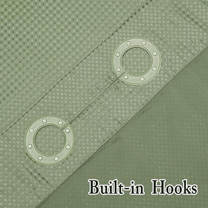 Gibelle Long Shower Curtain 72x80, Waffle Weave Bathroom Shower Curtain with Snap-in Fabric Liner Set, No Hooks Needed, Hotel Style with Mesh Top Window, Sage Green