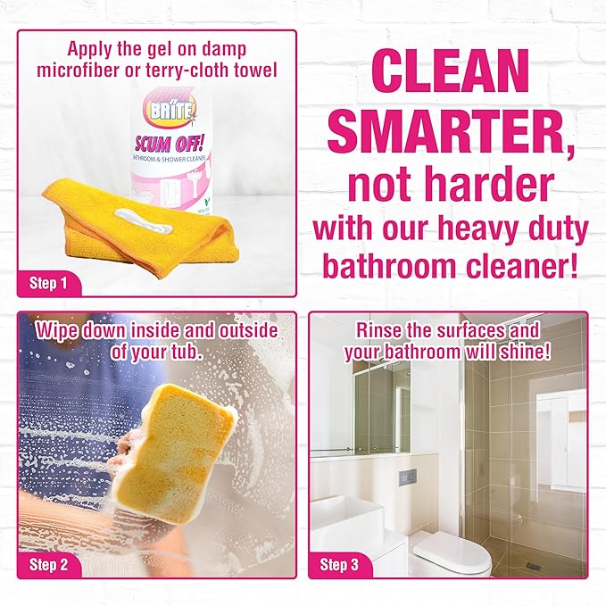 Quick 'n Brite Scum Off Shower Cleaner - No Scrub, No Harsh Chemical Daily Shower Cleaner, Multi-Surface All-Purpose Cleaner 64 Oz (Packaging May Vary)