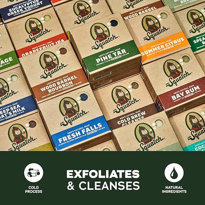 Dr. Squatch Natural Bar Soap for Men - Cold Process Soap with No Harsh Chemicals - Birchwood Breeze, Rainforest Rapids & Coastal Mist (5 oz, 3-Pack)