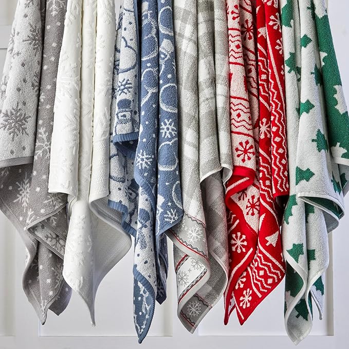 SKL Home Christmas/Winter/Gift Subtle Snowflakes Bath Towel, White